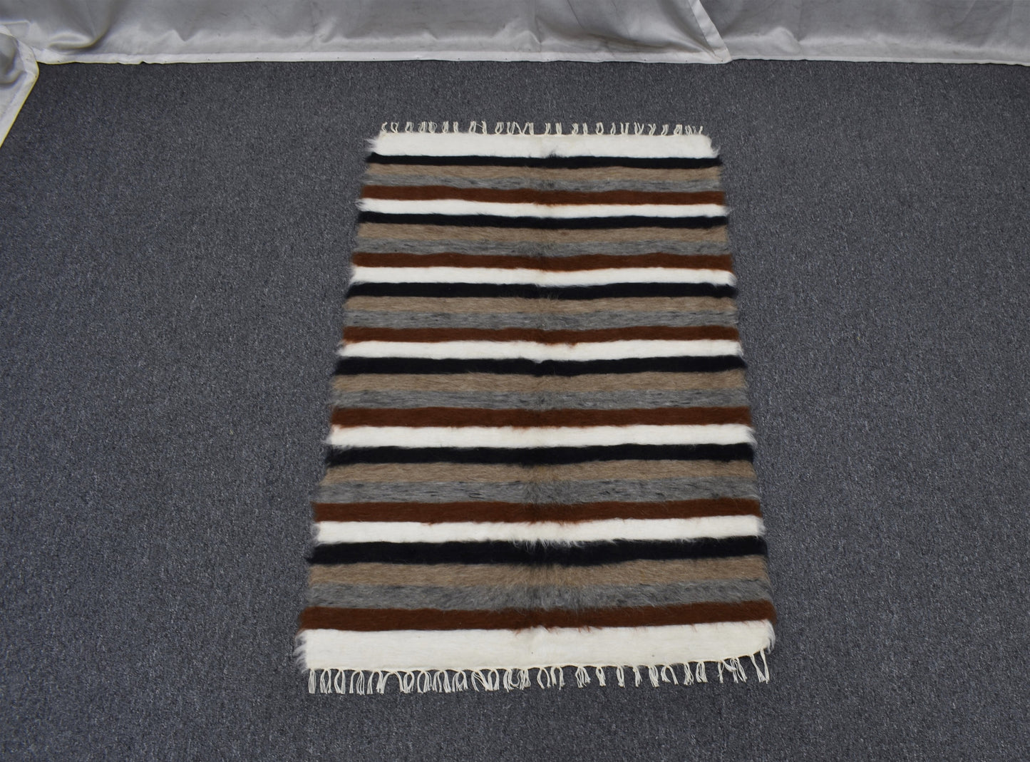 Yeni El Dokuma Seçkin Nadir Tiftik Yün Siirt Battaniyesi Kilim 5881