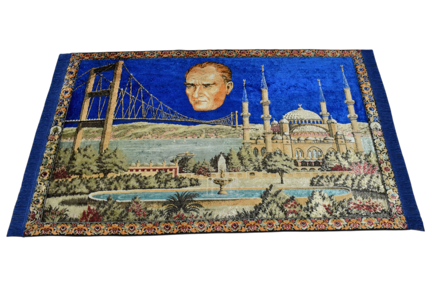Vintage Ulu Önder Gazi Mustafa Kemal Atatürk Tasvirli Duvar Halısı 5916