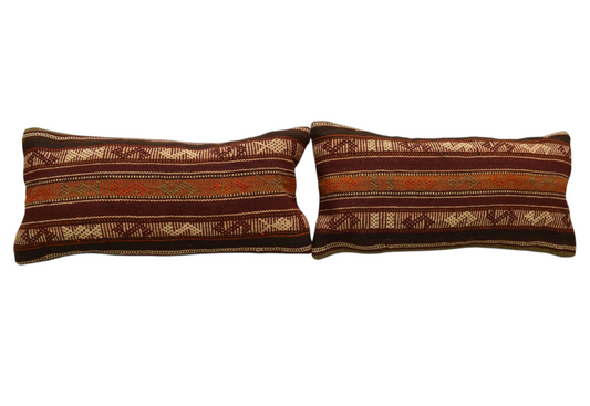 Yeni El Dokuma Dekoratif Çift Lumbar Kilim Kırlent Yastık Kılıfı 5921
