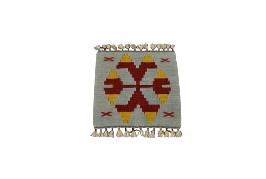 Yeni El Dokuma Kare Köşe Sandalye Minderi Pınarbaşı Kayseri Yün Kilim 5937