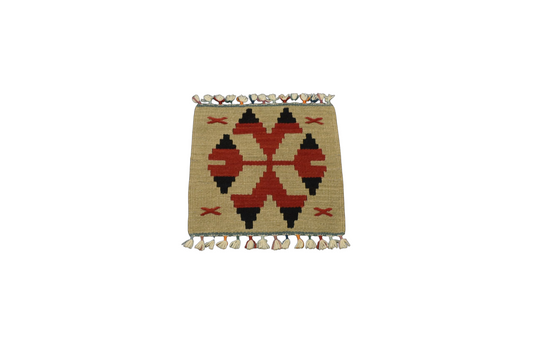 Yeni El Dokuma Kare Köşe Sandalye Minderi Pınarbaşı Kayseri Yün Kilim 5943