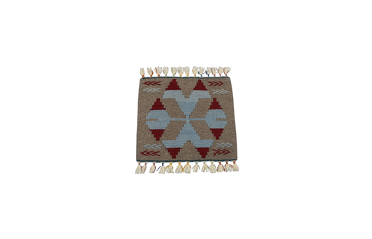 Yeni El Dokuma Kare Köşe Sandalye Minderi Pınarbaşı Kayseri Yün Kilim 5948