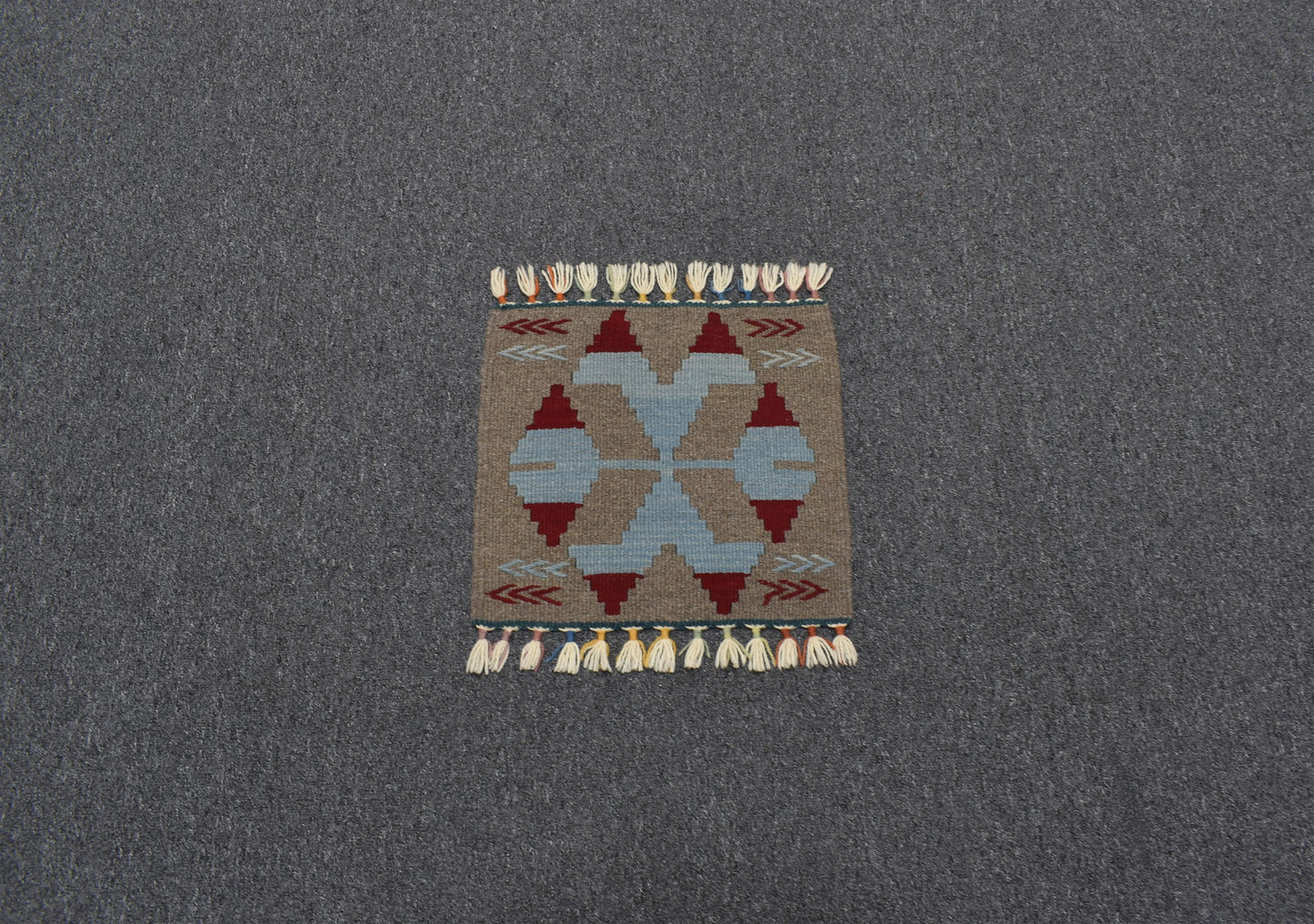 Yeni El Dokuma Kare Köşe Sandalye Minderi Pınarbaşı Kayseri Yün Kilim 5948