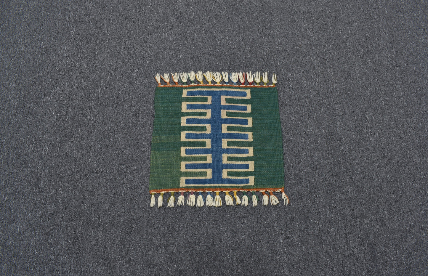Yeni El Dokuma Kare Köşe Sandalye Minderi Pınarbaşı Kayseri Yün Kilim 5949