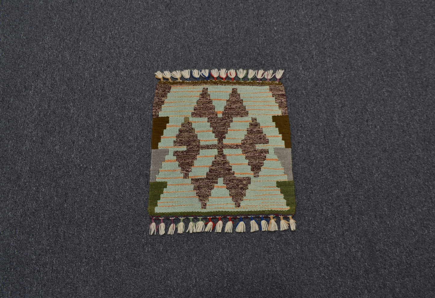 Yeni El Dokuma Kare Köşe Sandalye Minderi Pınarbaşı Kayseri Yün Kilim 5954