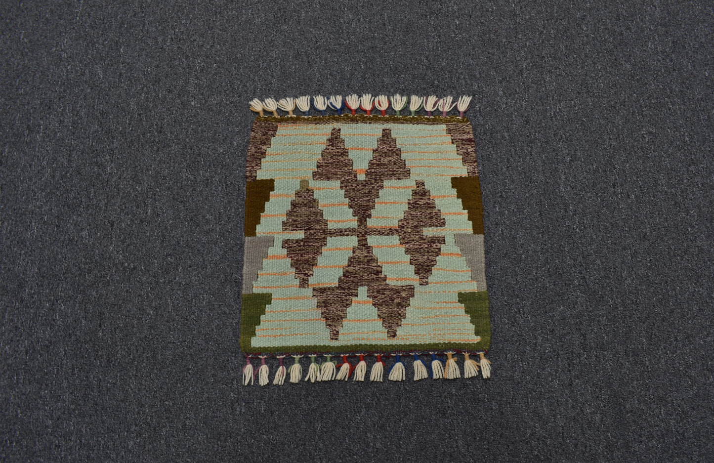 Yeni El Dokuma Kare Köşe Sandalye Minderi Pınarbaşı Kayseri Yün Kilim 5954