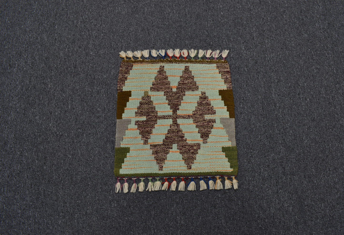 Yeni El Dokuma Kare Köşe Sandalye Minderi Pınarbaşı Kayseri Yün Kilim 5954
