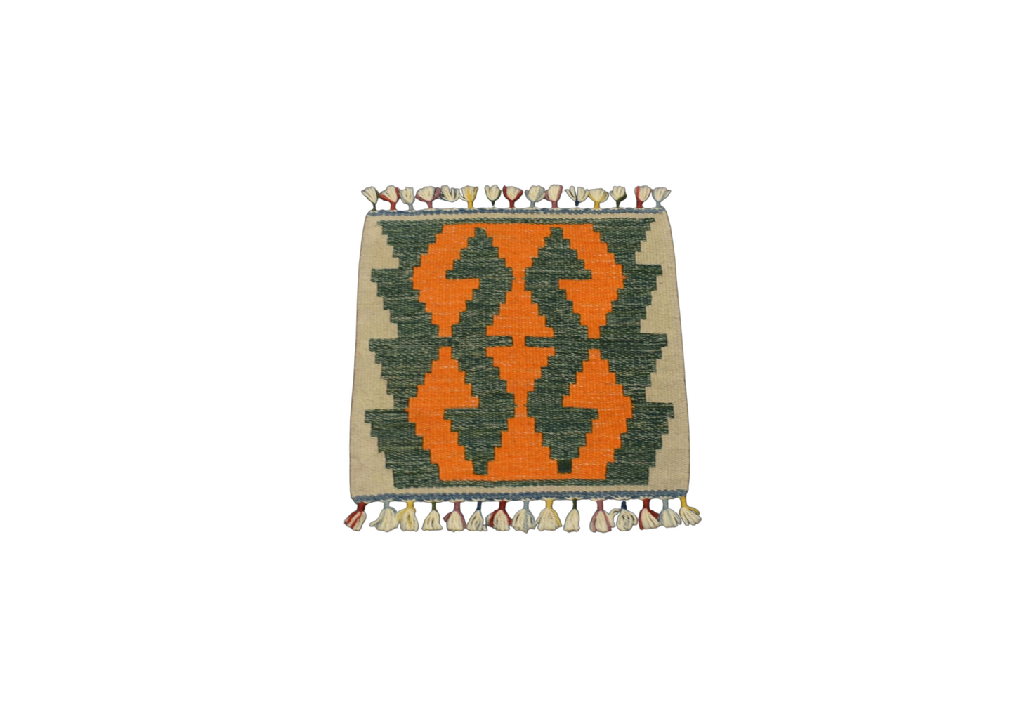 Yeni El Dokuma Kare Köşe Sandalye Minderi Pınarbaşı Kayseri Yün Kilim 5956
