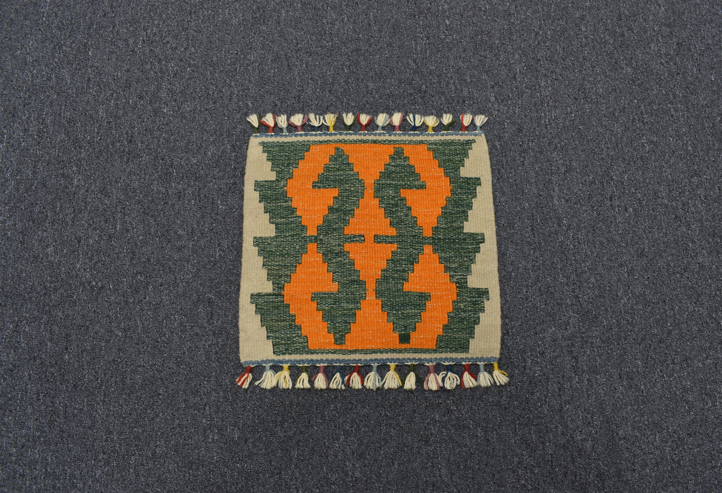 Yeni El Dokuma Kare Köşe Sandalye Minderi Pınarbaşı Kayseri Yün Kilim 5956