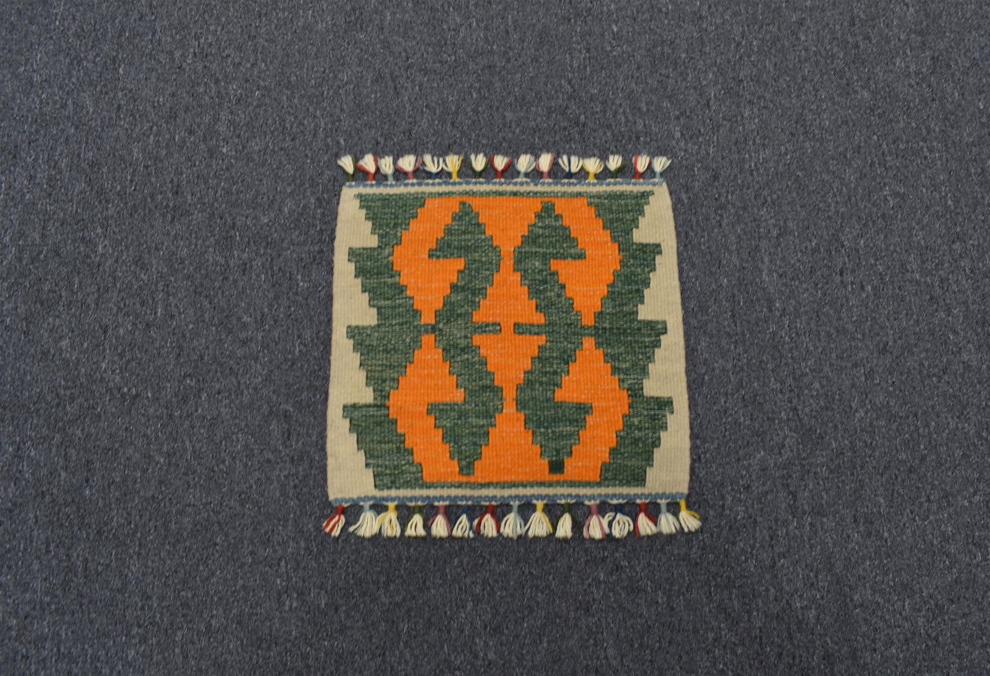 Yeni El Dokuma Kare Köşe Sandalye Minderi Pınarbaşı Kayseri Yün Kilim 5956