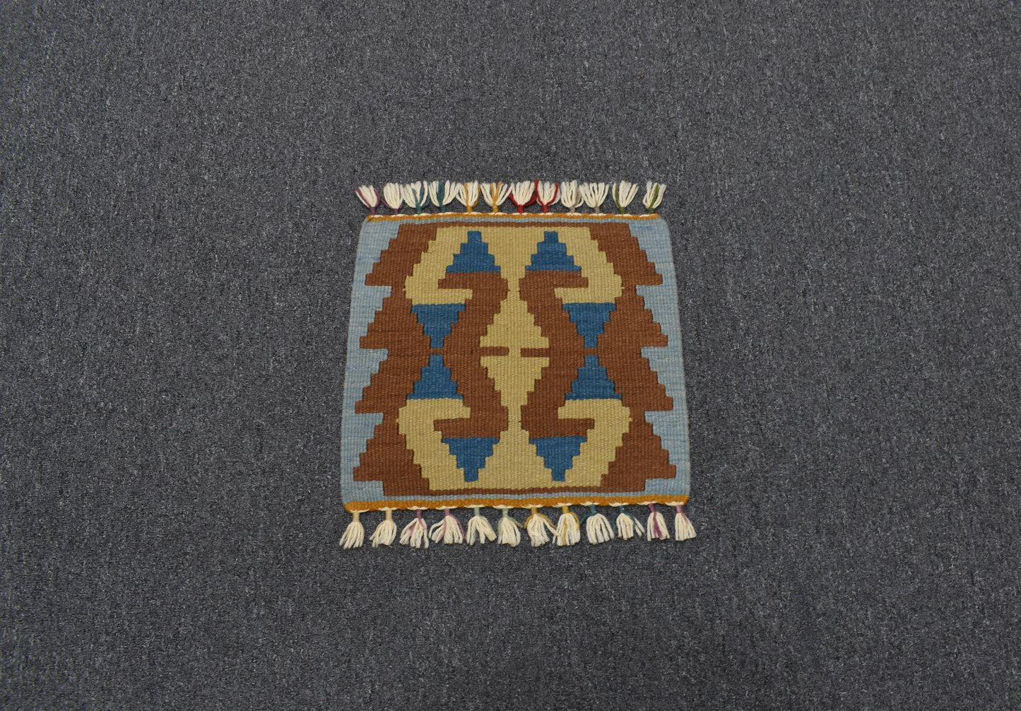 Yeni El Dokuma Kare Köşe Sandalye Minderi Pınarbaşı Kayseri Yün Kilim 5977