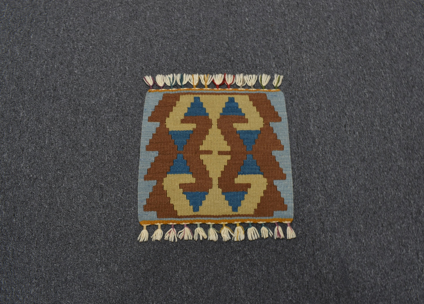 Yeni El Dokuma Kare Köşe Sandalye Minderi Pınarbaşı Kayseri Yün Kilim 5977