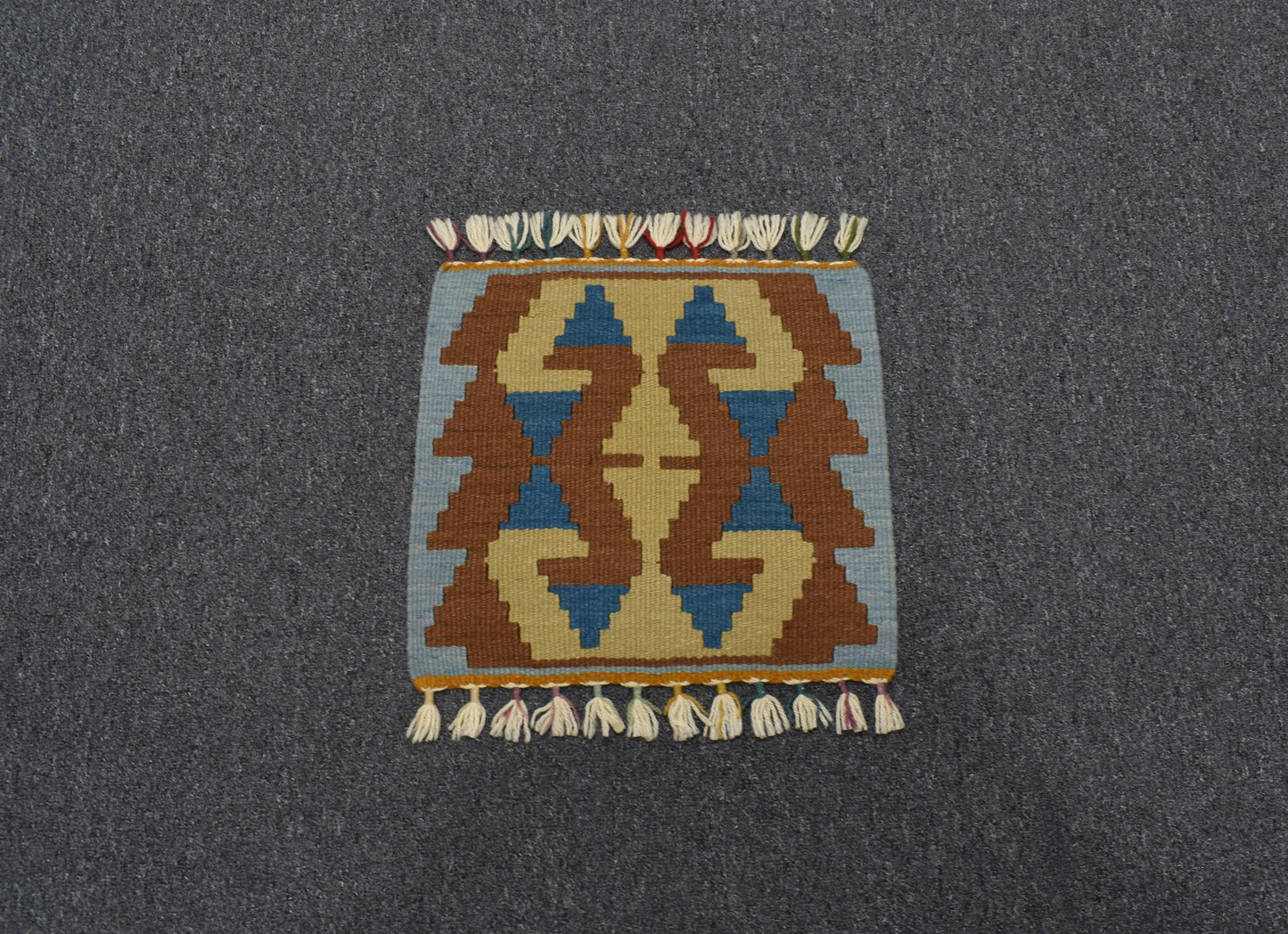Yeni El Dokuma Kare Köşe Sandalye Minderi Pınarbaşı Kayseri Yün Kilim 5977
