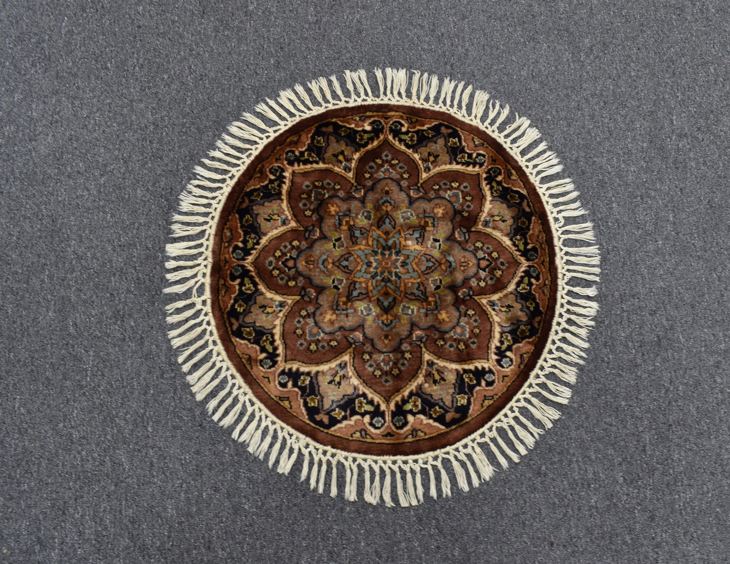Yeni El Dokuma Şaheser Oval Yuvarlak İsfahan İran Yün Halı 5989
