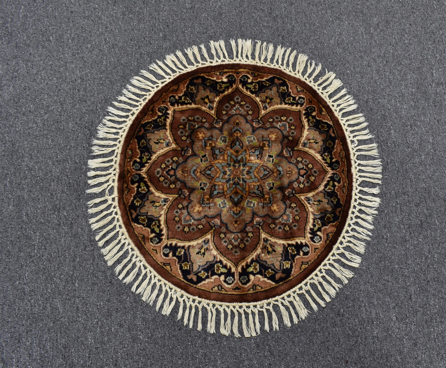 Yeni El Dokuma Şaheser Oval Yuvarlak İsfahan İran Yün Halı 5989