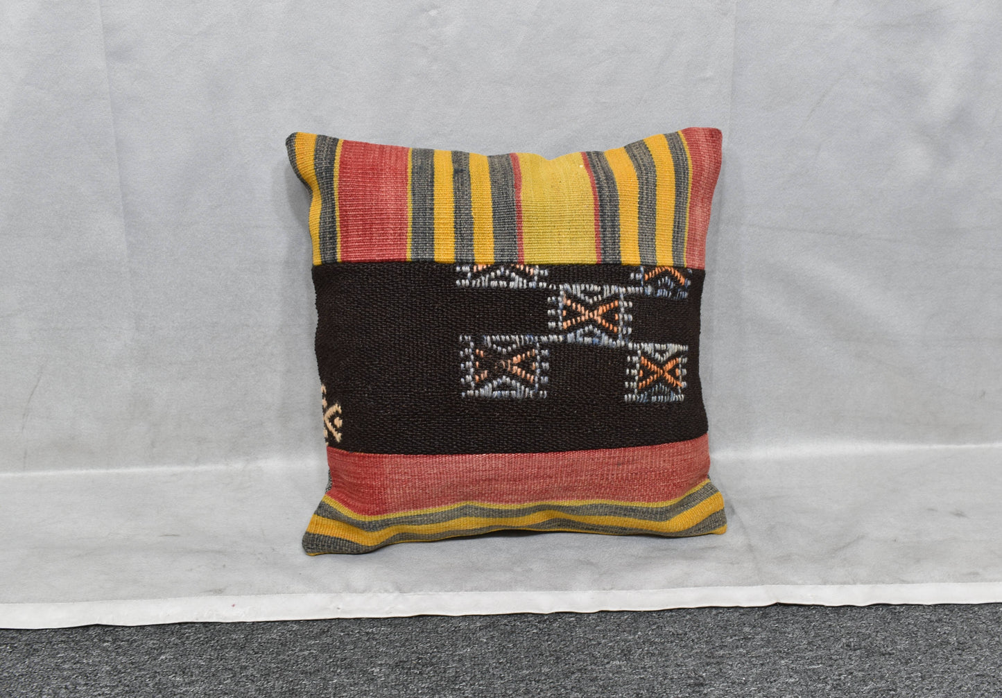 Yeni El Dokuma Patchwork Kırkyama Dekoratif Kilim Kırlent Yastık Kılıfı 6001