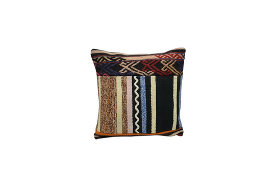 Yeni El Dokuma Patchwork Kırkyama Dekoratif Kilim Kırlent Yastık Kılıfı 6009