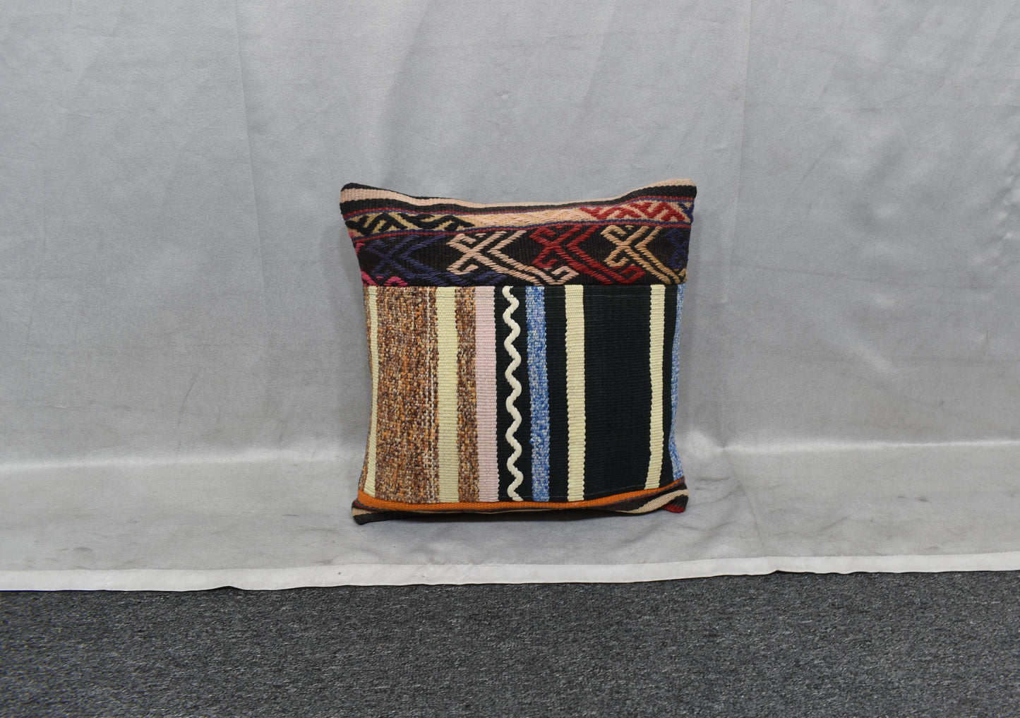 Yeni El Dokuma Patchwork Kırkyama Dekoratif Kilim Kırlent Yastık Kılıfı 6009