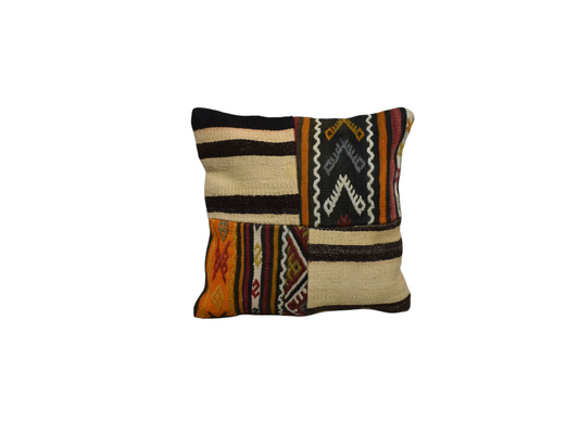 Yeni El Dokuma Patchwork Kırkyama Dekoratif Kilim Kırlent Yastık Kılıfı 6029