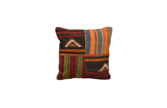 Yeni El Dokuma Patchwork Kırkyama Dekoratif Kilim Kırlent Yastık Kılıfı 6064