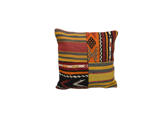 Yeni El Dokuma Patchwork Kırkyama Dekoratif Kilim Kırlent Yastık Kılıfı 6068