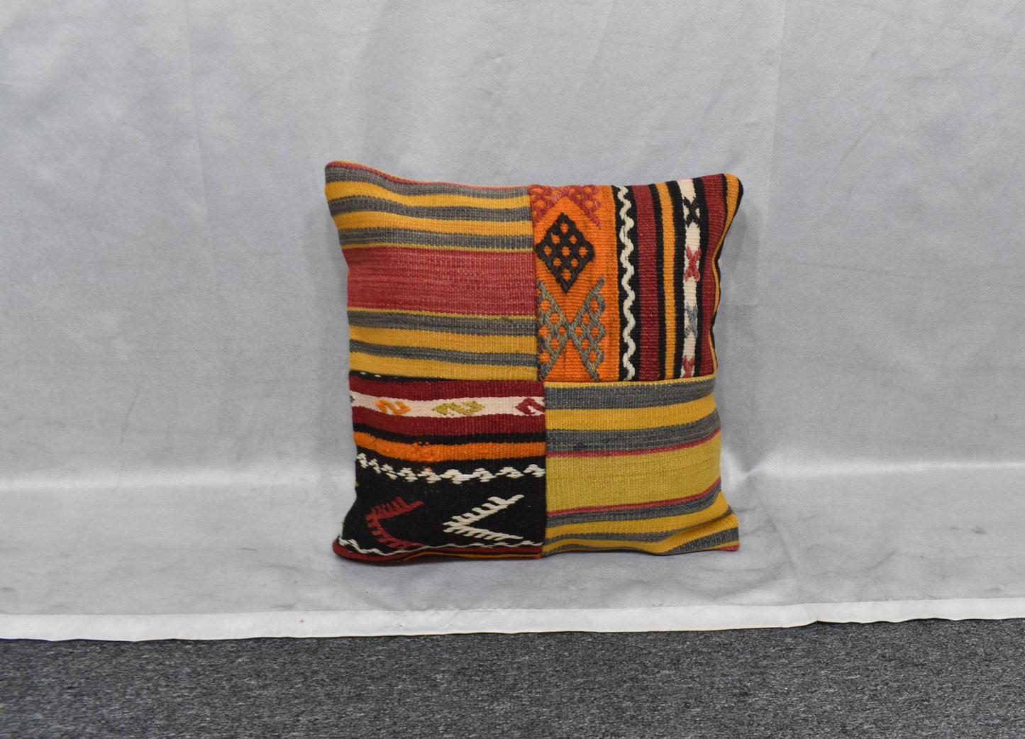 Yeni El Dokuma Patchwork Kırkyama Dekoratif Kilim Kırlent Yastık Kılıfı 6068