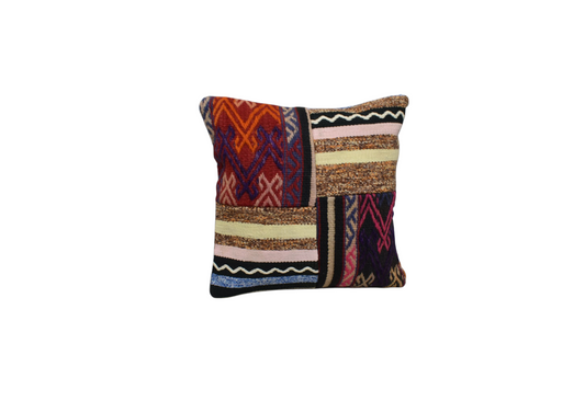 Yeni El Dokuma Patchwork Kırkyama Dekoratif Kilim Kırlent Yastık Kılıfı 6082