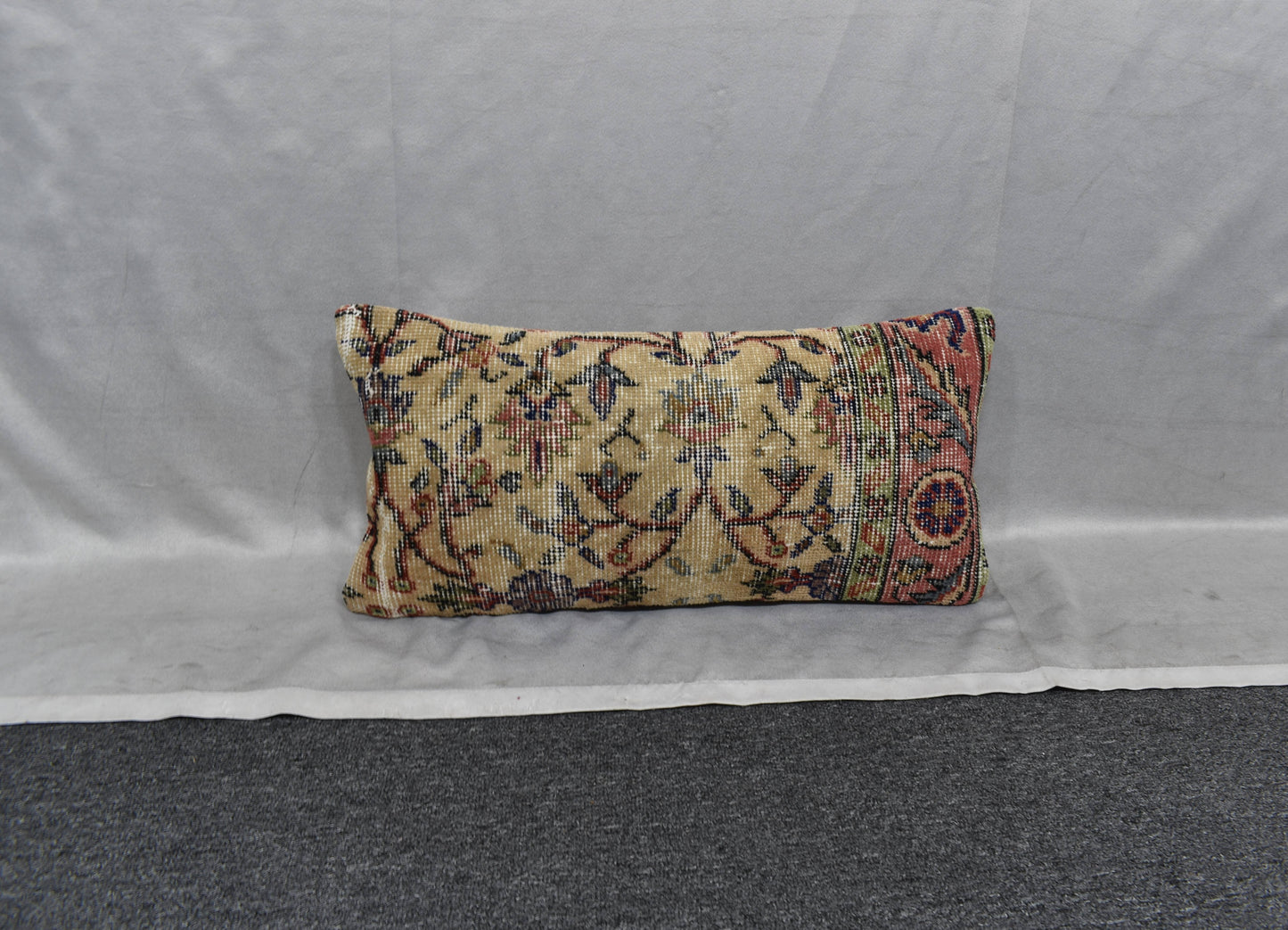 Vintage El Dokuma Dekoratif Lumbar Halı Kırlent Yastık Kılıfı 6173