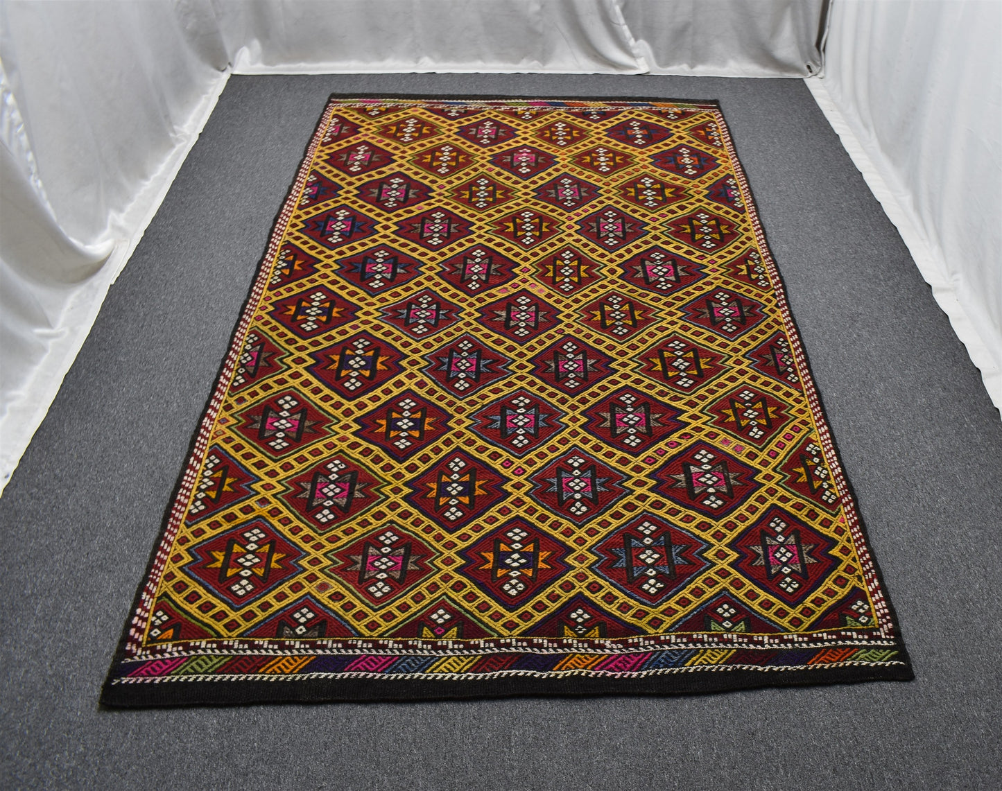 El Dokuması Otantik Çumra Yörük Yün Cecim Kilim 6256