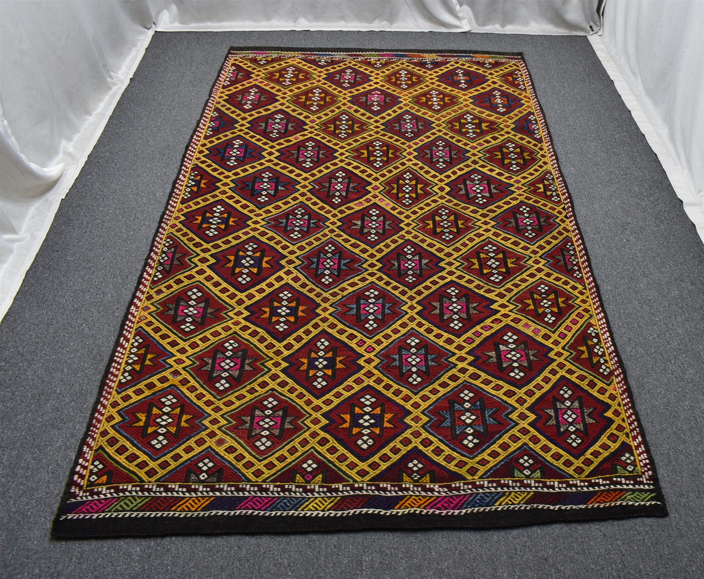 El Dokuması Otantik Çumra Yörük Yün Cecim Kilim 6256