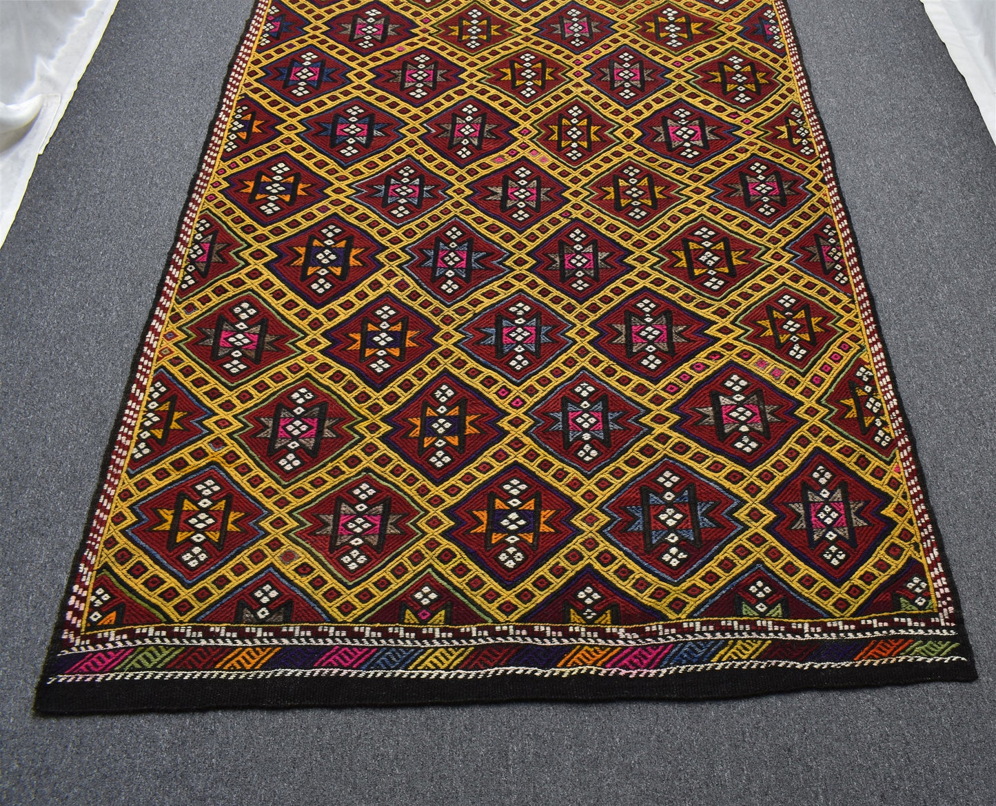 El Dokuması Otantik Çumra Yörük Yün Cecim Kilim 6256