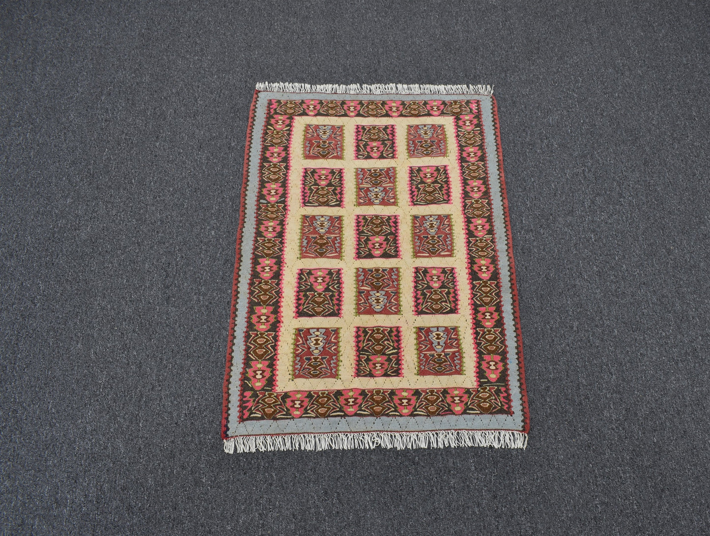 El Dokuma Otantik Pastel İran Sine Yün Kilim 6271