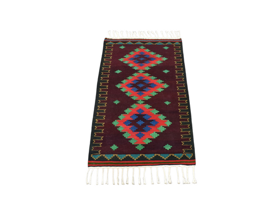 Yeni El Dokuma Zarif Balıkesir Yörük Yün Kilim 6272
