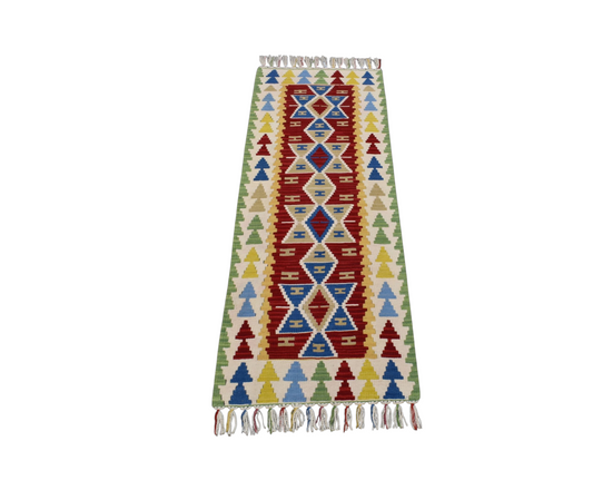 Yeni El Dokuma Renkli Pınarbaşı Kayseri Yün Mini Yolluk Kilim 6273