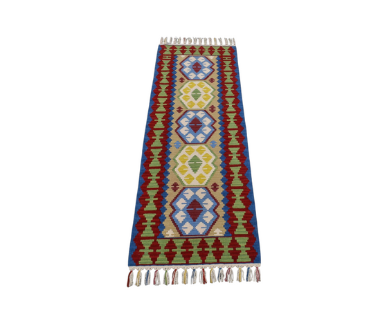 Yeni El Dokuma Renkli Pınarbaşı Kayseri Yün Mini Yolluk Kilim 6274