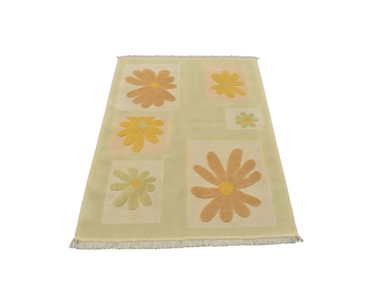 Yeni El Dokuma Dekoratif Pastel İzmir Antik Yörük Yün Kilim 6279