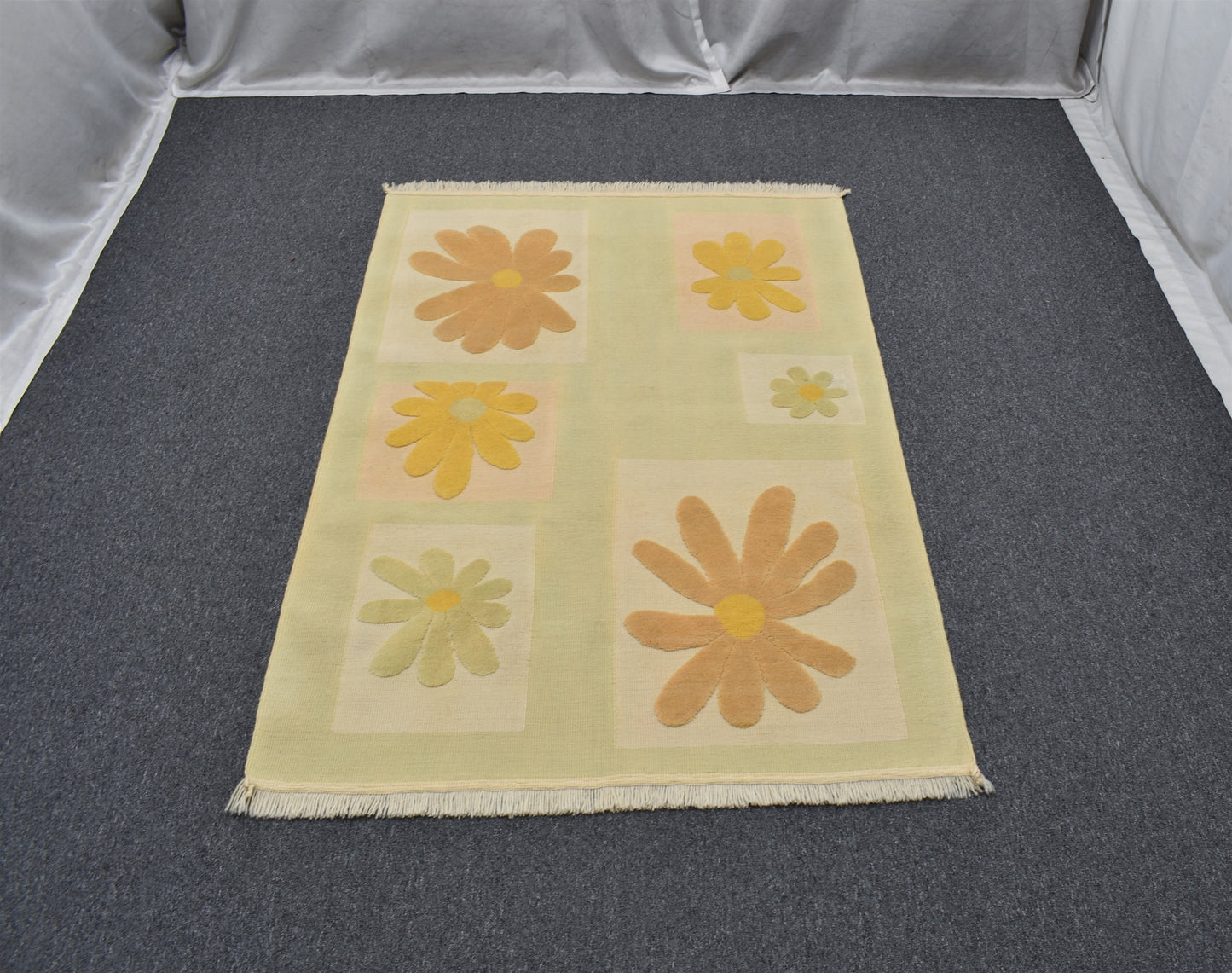 Yeni El Dokuma Dekoratif Pastel İzmir Antik Yörük Yün Kilim 6279
