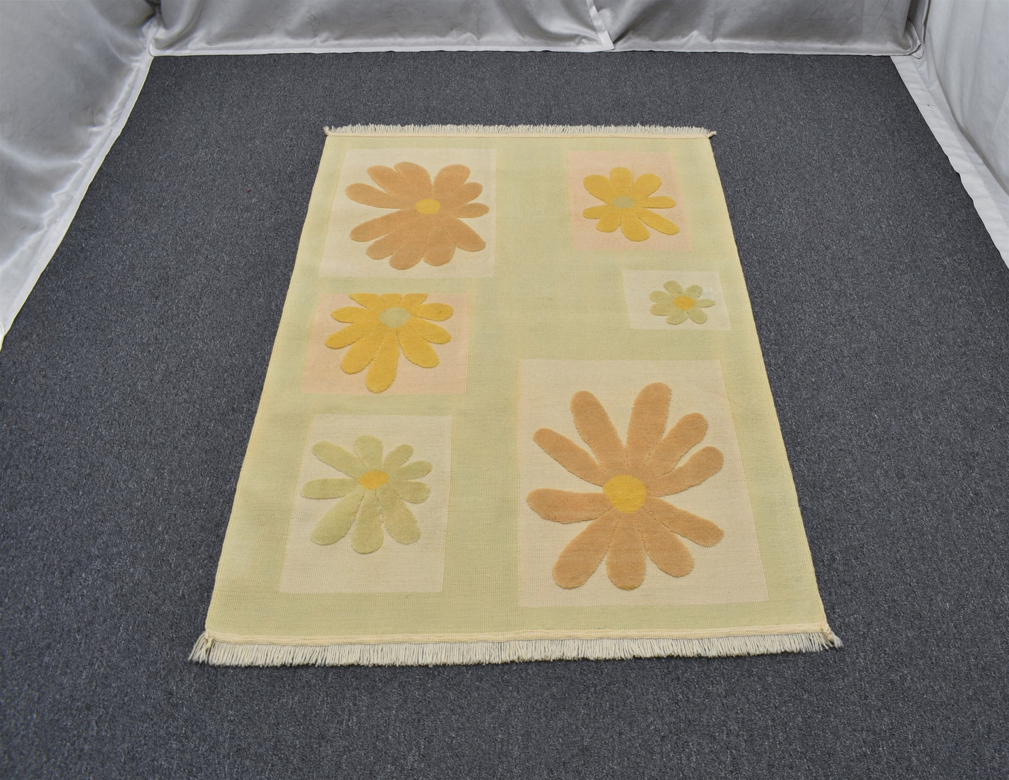 Yeni El Dokuma Dekoratif Pastel İzmir Antik Yörük Yün Kilim 6279