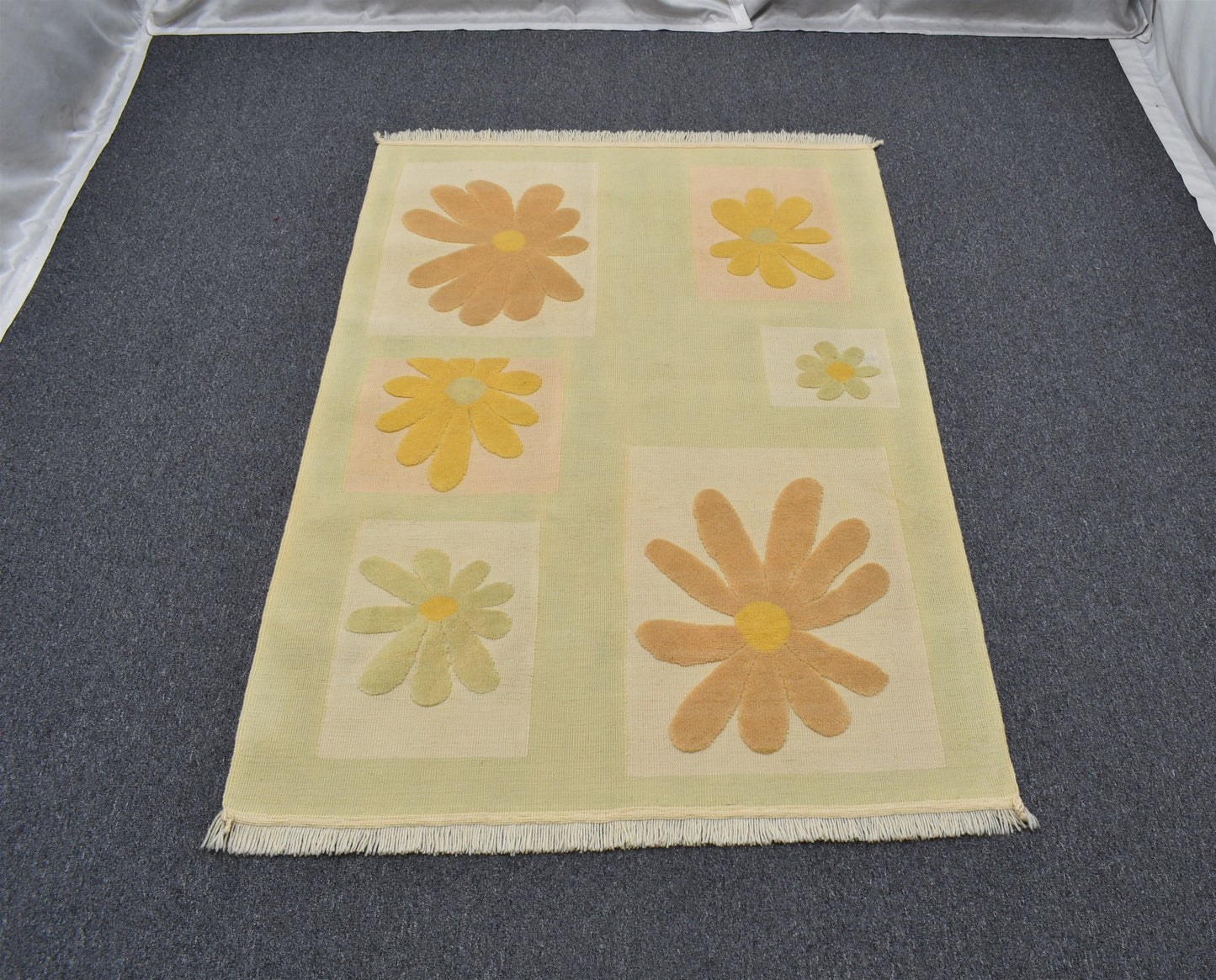 Yeni El Dokuma Dekoratif Pastel İzmir Antik Yörük Yün Kilim 6279