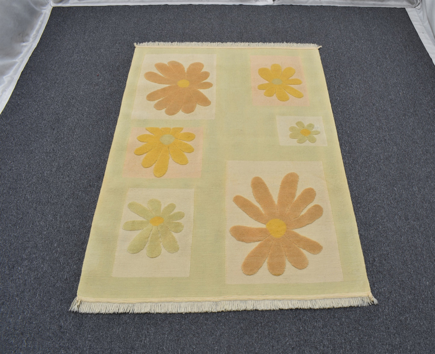 Yeni El Dokuma Dekoratif Pastel İzmir Antik Yörük Yün Kilim 6279