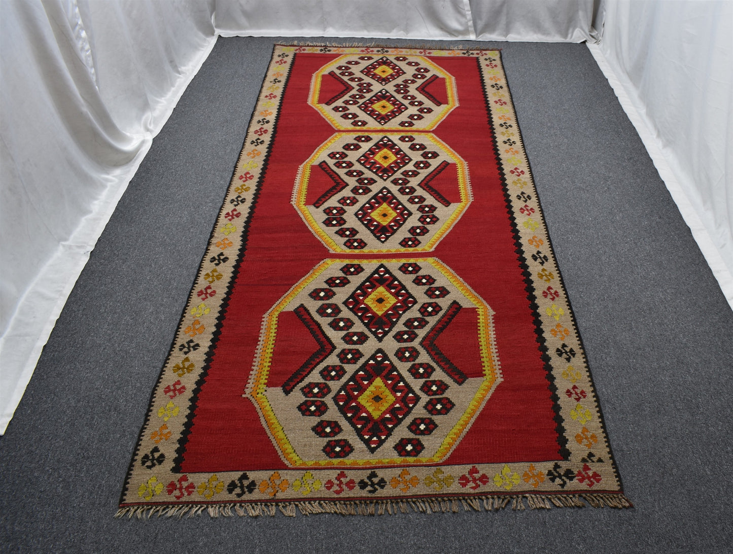 El Dokuma Tek Parça Yekpare Sivas Kangal Yün Kilim 6282