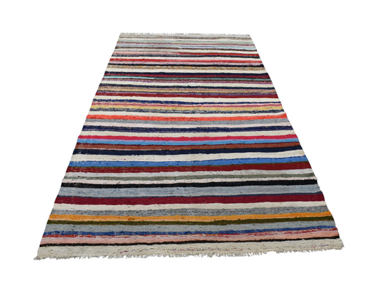 El Dokuma Capcanlı Görkemli Bukleli Pamuklu Kilim 6290