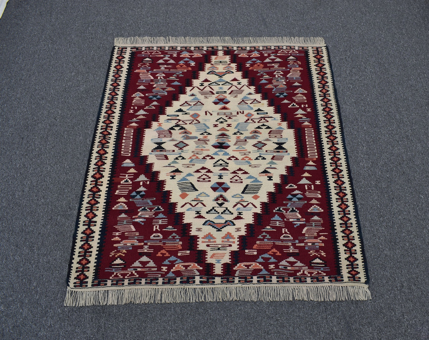 El Dokuma Otantik İran Sine Yün Kilim 6291