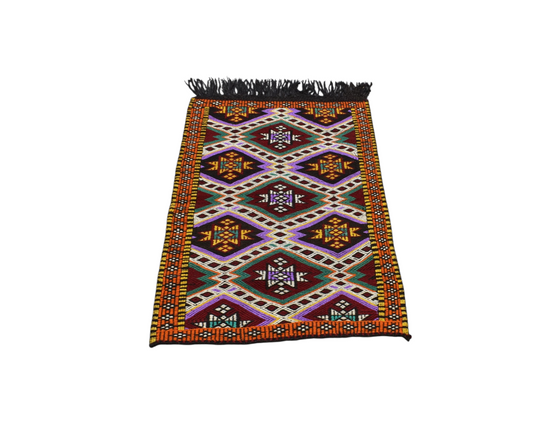 Yeni El Dokuma Nadir Çumra Yörük Yün Kilim 6300