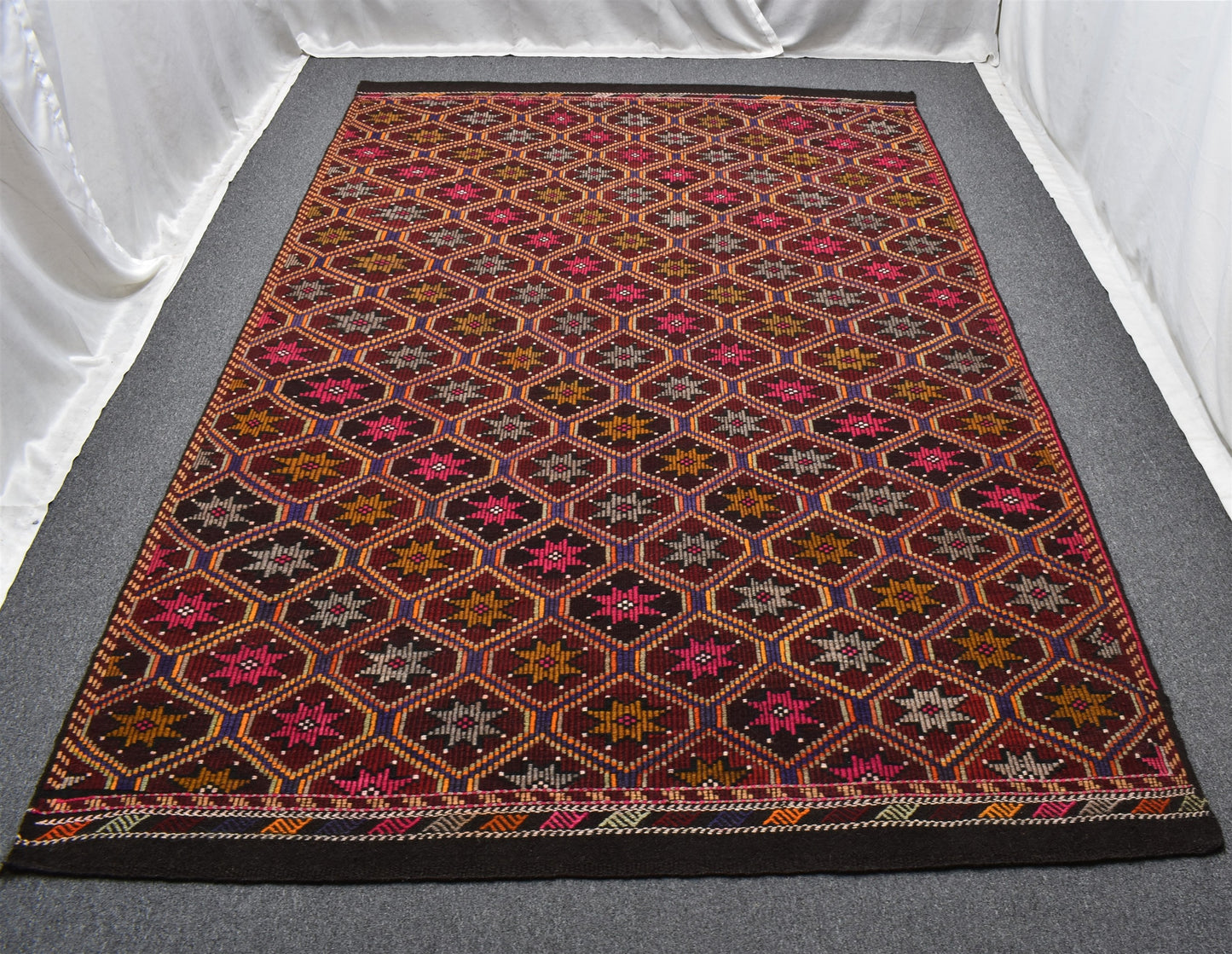 Yeni El Dokuması Devasa Karapınar Yörük Yün Cecim Kilim 6317