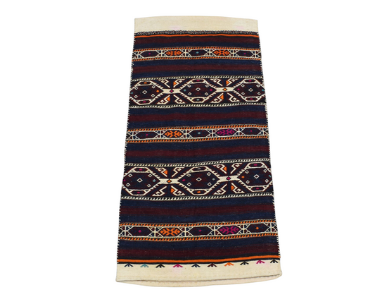 Antika El Dokuma Yüncü Yörük Balıkesir Sumak Çuval Yün Kilim 6324