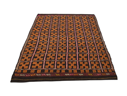 El Dokuması Kareli Tasarım Karapınar Yörük Yün Cecim Kilim 6325