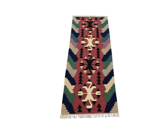 Yeni El Dokuma Pınarbaşı Kayseri Renkli Yün Mini Yolluk Kilim 6326