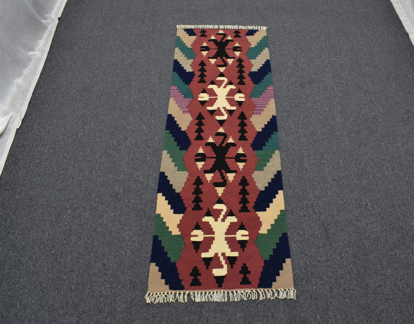 Yeni El Dokuma Pınarbaşı Kayseri Renkli Yün Mini Yolluk Kilim 6326