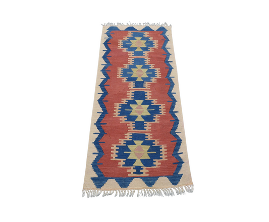 El Dokuma Zarif Renkli Pamukkale Denizli Yün Kilim 6338